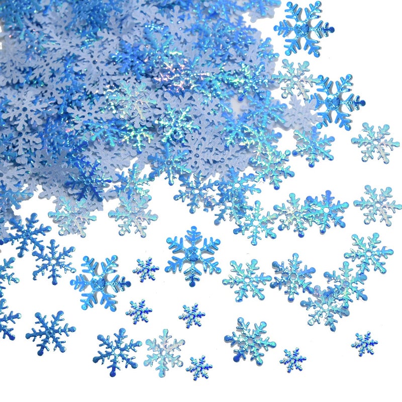 catin 750pcs Snowflake Confetti for Table Frozen Confetti Blue Snowflake Table Scatter Winter Wonderland Birthday Party Supplies, 3 size - Image 1